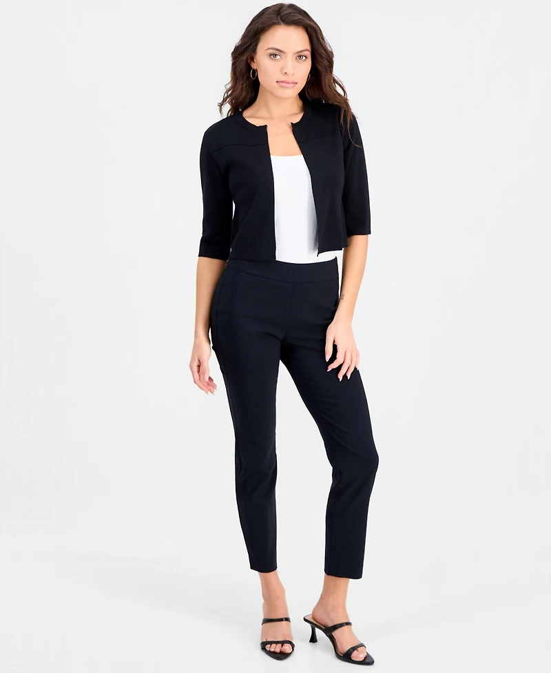 Robbie Bee Petite Open-Front 3/4-Sleeve Jersey Shrug