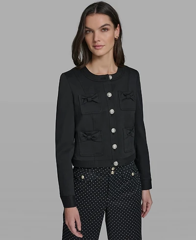Karl Lagerfeld Paris Petite Bow Pocket Jacket