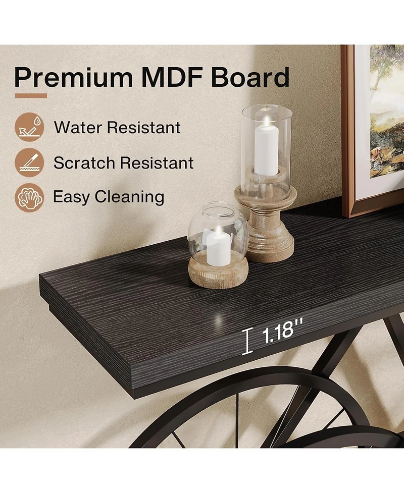 Tribesigns 70.9-Inch Extra Long Console Table, Narrow Sofa Modern Industrial Entryway Table Behind Couch Rustic Brown