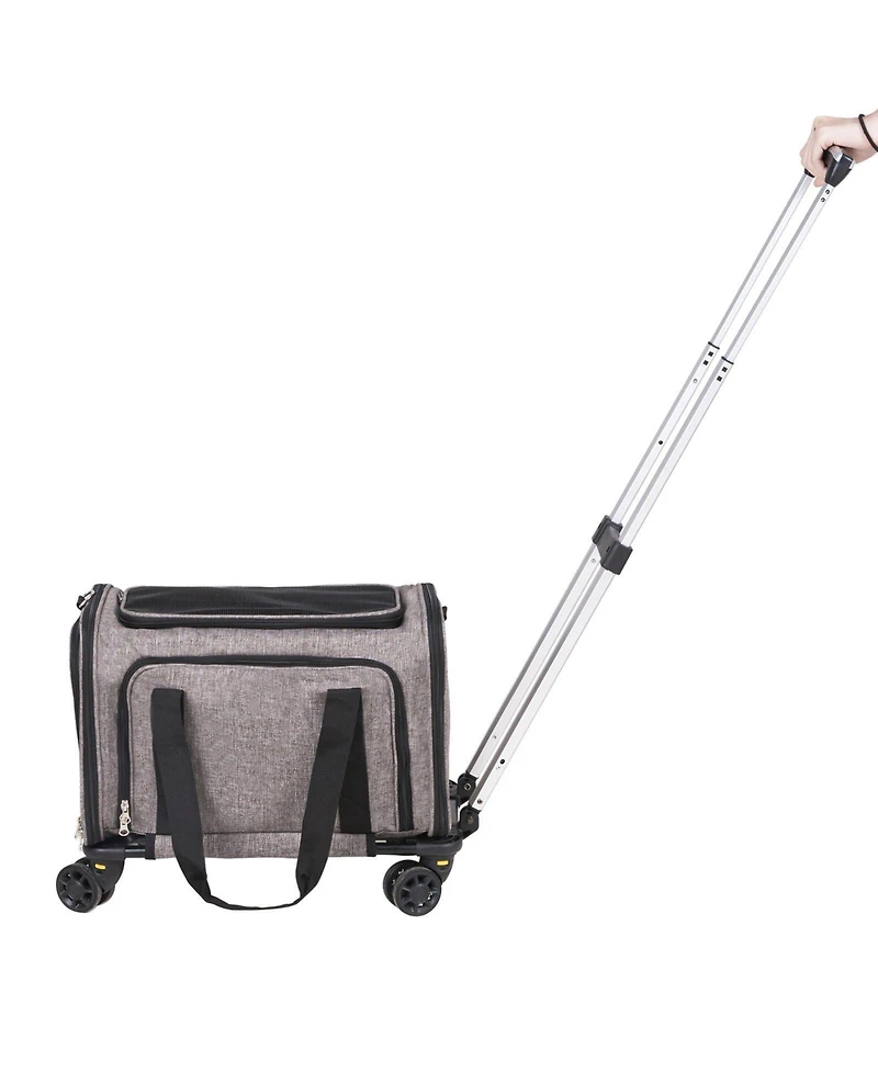 Cozito Airline-Approved Rolling Pet Carrier, Holds up to 25 lbs., Gray