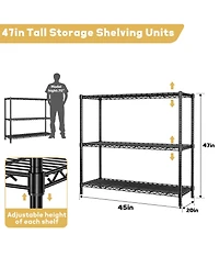 Lovmor -Tier 45 in W x 45 in H x 20 in D Adjustable Wire Shelving Unit