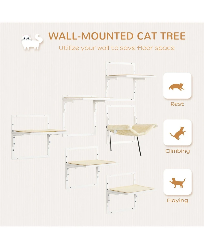 Aostirmotor Wall-Mounted Cat Tree with Adjustable Jumping Platforms