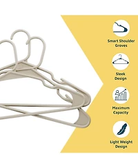 Lifemaster heavy-duty ivory hangers with non-slip grooves, space-saving, hold 5 lbs for clothes & dresses, 120-pack.