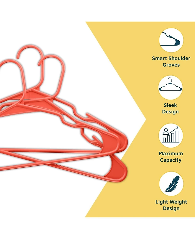 Lifemaster heavy-duty plastic hangers for clothes, dresses & coats non-slip grooves, space-saving design, holds 5 lbs -pack