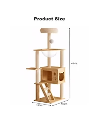 Aostirmotor 48.8" Modern Cat Tower with Sisal-Covered Scratching Posts and Top Perch