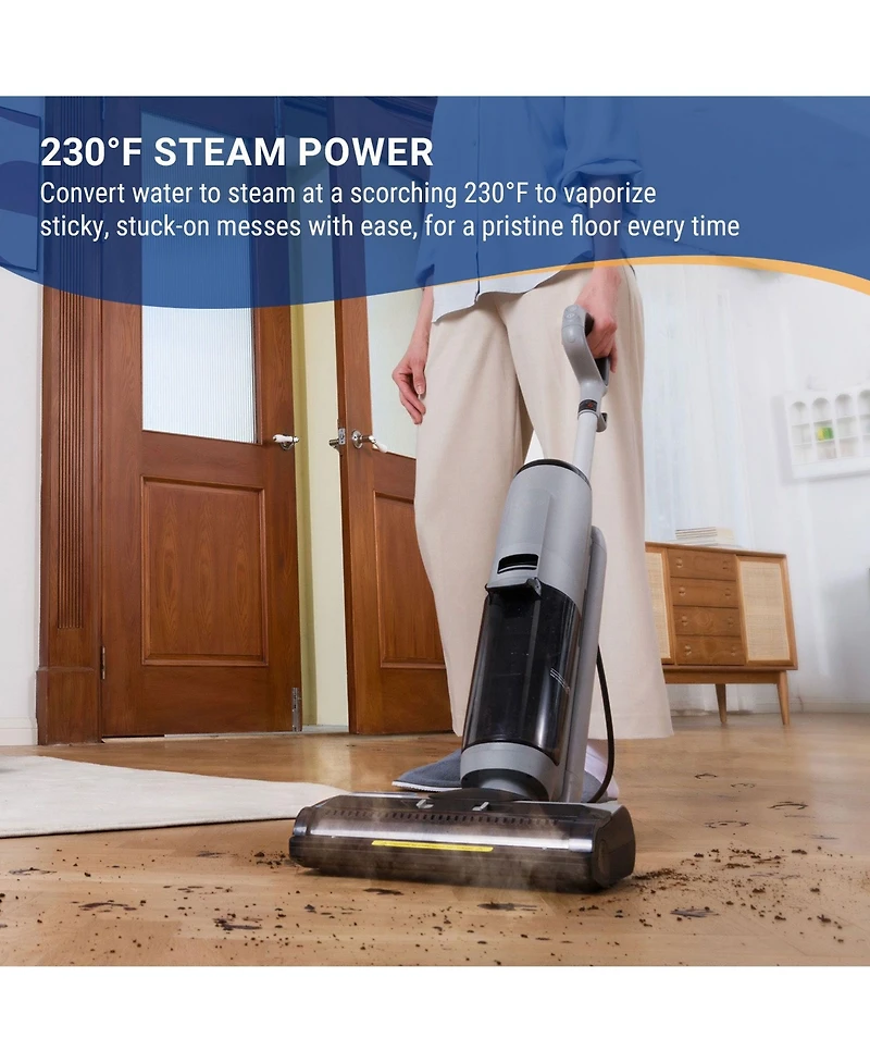 Tineco Go Steam 3-in-1 Floor Washer, Steam-Powered Wet Dry Cleaning, Fast Drying, Self Cleaning