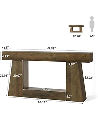 Tribesigns 63" Farmhouse Console Table with Storage, Rustic Long Sofa Table for Entryway & Behind Couch, Narrow Hallway Table