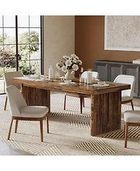 Tribesigns 70.8-Inch Large Dining Table for 6-8, Farmhouse Rectangle Long Dinner Table, Rustic Brown