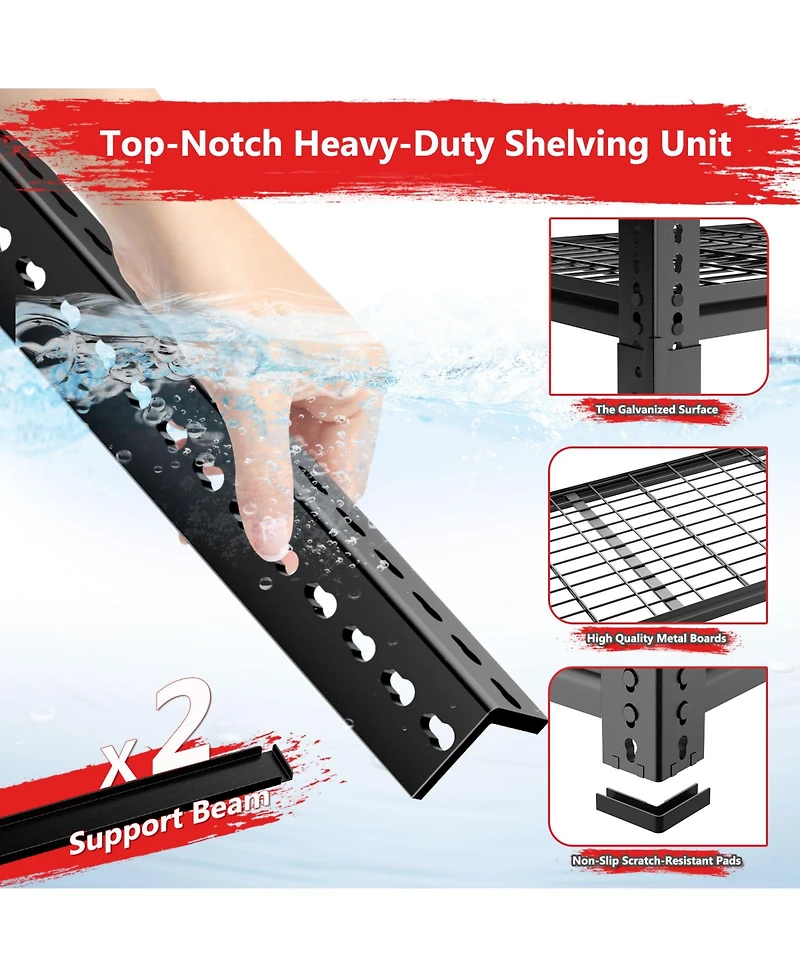 Lovmor 4-Tier 48 in W x 60 in H x 18 in D Adjustable Heavy Duty Metal Shelving Unit