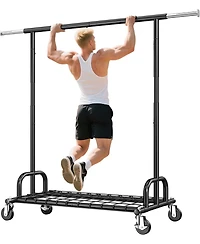 Raybee Heavy Duty Clothes Rack，Rolling Clothing Rack Load 485 Lbs, Extendable & Adjustable Portable Commercial Garment Rack with Wheels