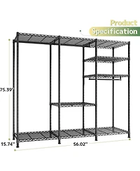 Raybee Heavy Duty Clothes Rack Load 800 Lbs, Adjustable Clothing Racks for Hanging Clothes, Clothing Rack with Shelves for Bedroom,Basement