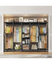 Raybee 88.2" W Clothes Rack Heavy Duty Clothing Racks for Hanging Clothes Extra Wide Portable Closet Loads Garment Rack for Bedroom