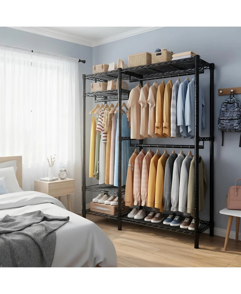 Raybee Clothes Rack Heavy Duty Loads 780LBS Clothing Racks for Hanging Clothes Adjustable Metal Portable Closet