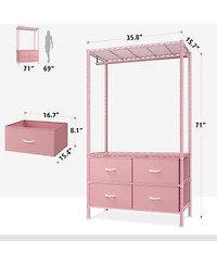 Raybee Heavy Duty Clothing Rack with Drawers and Shelves