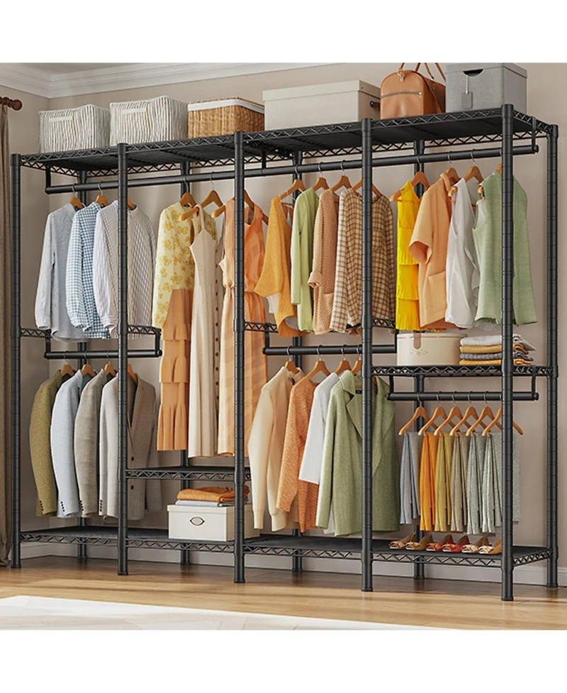 Raybee Adjustable Portable Clothes Rack with Shelves Closet Organizer