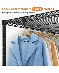 Raybee Clothing Rack with Wheels,Clothes Rack for Hanging Clothes,Portable Closet,2 Shelves