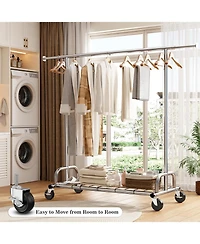 Raybee Heavy Duty Clothes Rack Load 480LBS,Clothing Racks for Hanging Clothes,Adjustable Rolling Clothes Rack with Wheels,Garment Rack for Bedroom