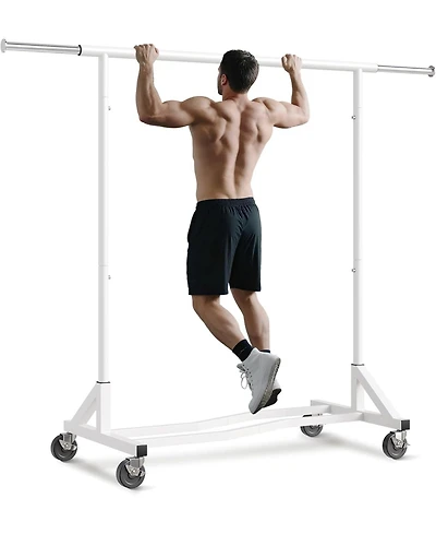 Raybee Clothes Rack, 400LBS Clothing Racks for Hanging Clothes 200+, Extendable Rolling Clothes Rack with Sturdy Wheels & Shelves, Garment Rack