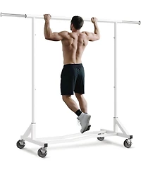 Raybee Clothes Rack, 400LBS Clothing Racks for Hanging Clothes 200+, Extendable Rolling Clothes Rack with Sturdy Wheels & Shelves, Garment Rack