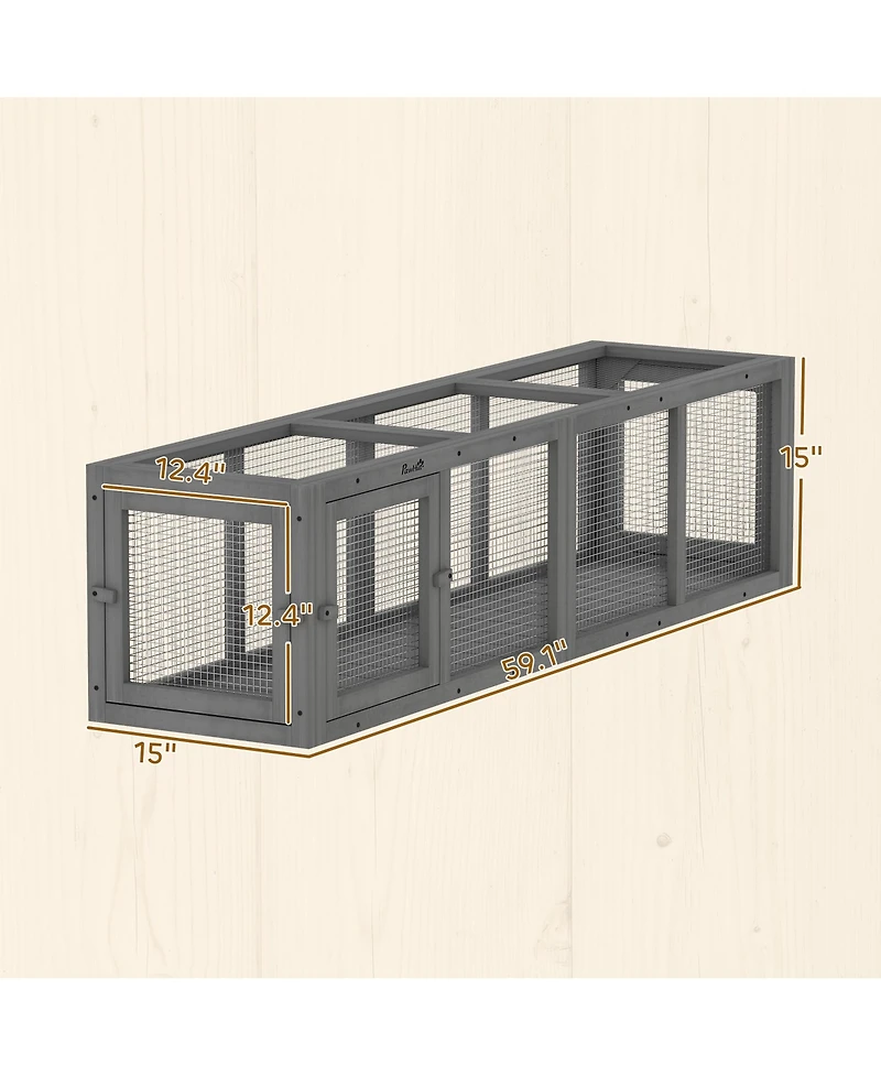 PawHut Outdoor Cat Tunnel, Extendable Pet Enclosure with 3 Doors,