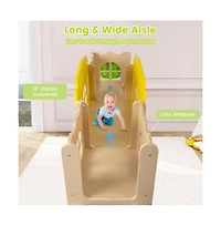 Hongge 7 in 1 Toddler Slide and Climber Set with Basketball Hoop