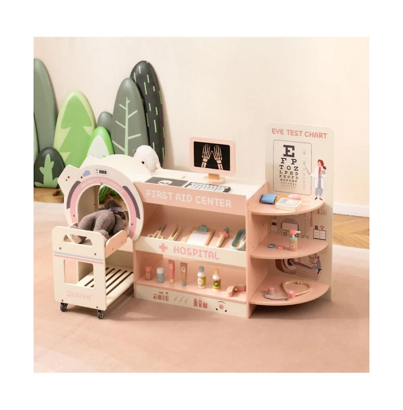Hongge Kids Doctor Play Set with Wooden Pretend Hospital Kit