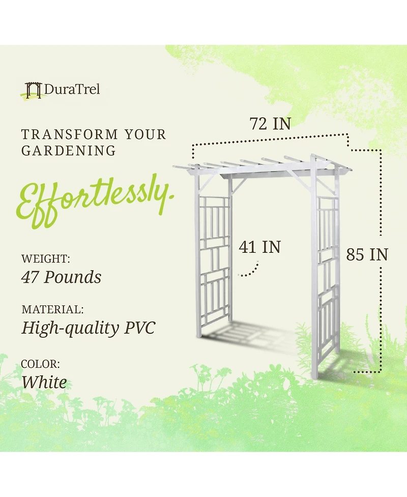 Dura-Trel Wellington Arbor 72" x 85" Outdoor Garden Arch Lattice Trellis