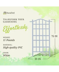 Dura-Trel Melrose 35 x 75 Inch Vinyl Outdoor Garden Patio Plant Trellis, White