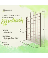 Dura-Trel Winchester 57 x 95 Inch Pvc Vinyl Outdoor Garden Patio Trellis, Mocha