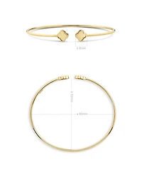 Devata Double Clover Bangle Bracelet in 14K Gold, Fits Small to Medium Wrist, Approx. 3.5 grams.