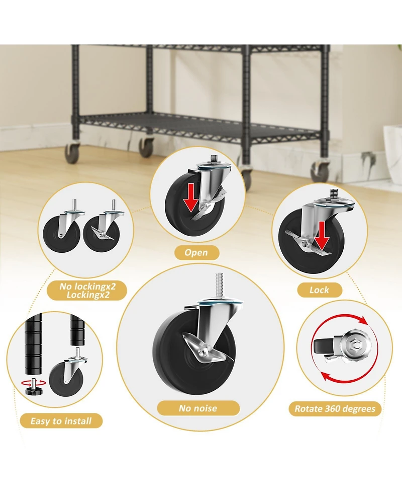 Lovmor 5-Tier 48 in W x 78 in H x 20 in D Height Adjustable Garage Wire Shelving Unit with wheels