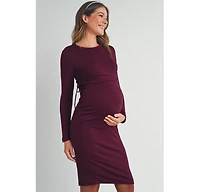 Hello Miz Women's Bodycon Long Sleeve Side Ties Maternity Nursing Dress