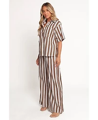 Petal and Pup Women's Thalia Wide Leg Pant - Chocolate Stripe