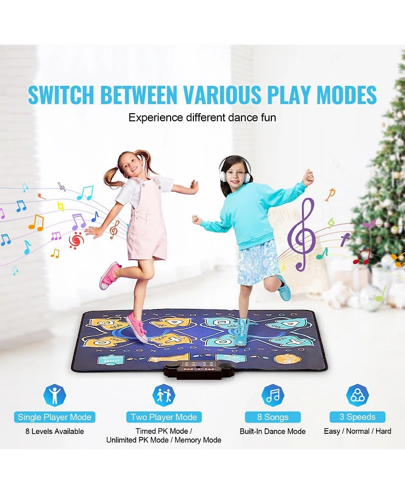 Slickblue Dance Mat for Kids Dance Pad Toys Two Player Gift for 3+ Year Old Girls