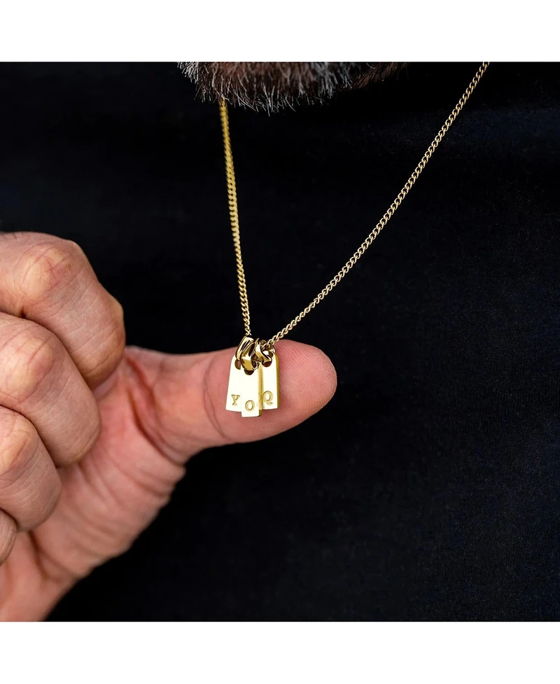 Vincero Men's Initial Tag Necklace - Gold with Micro Cuban Chain