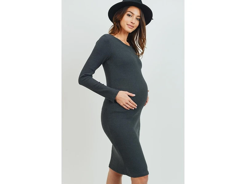 Hello Miz Maternity Ribbed Knit Long Sleeve Dress
