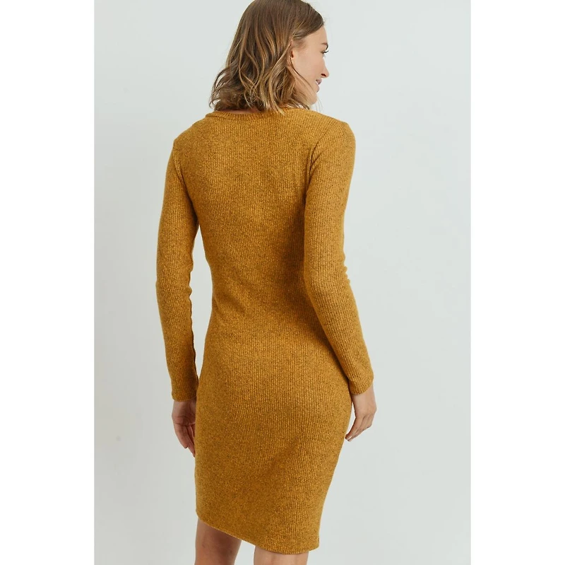 Hello Miz Maternity Ribbed Knit Long Sleeve Dress
