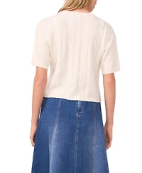 1.state Women's Cable Knit Crewneck Cardigan Sweater