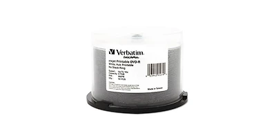 Verbatim 95079 4.7 Gb 16x Dvd-r DataLife Plus Printable Recordable Disc - White (50/Pack