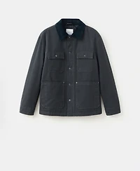 Mango Men's Corduroy Collar Quilted Jacket