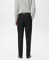 Mango Men's Pleated Straight-Leg Suit Pants