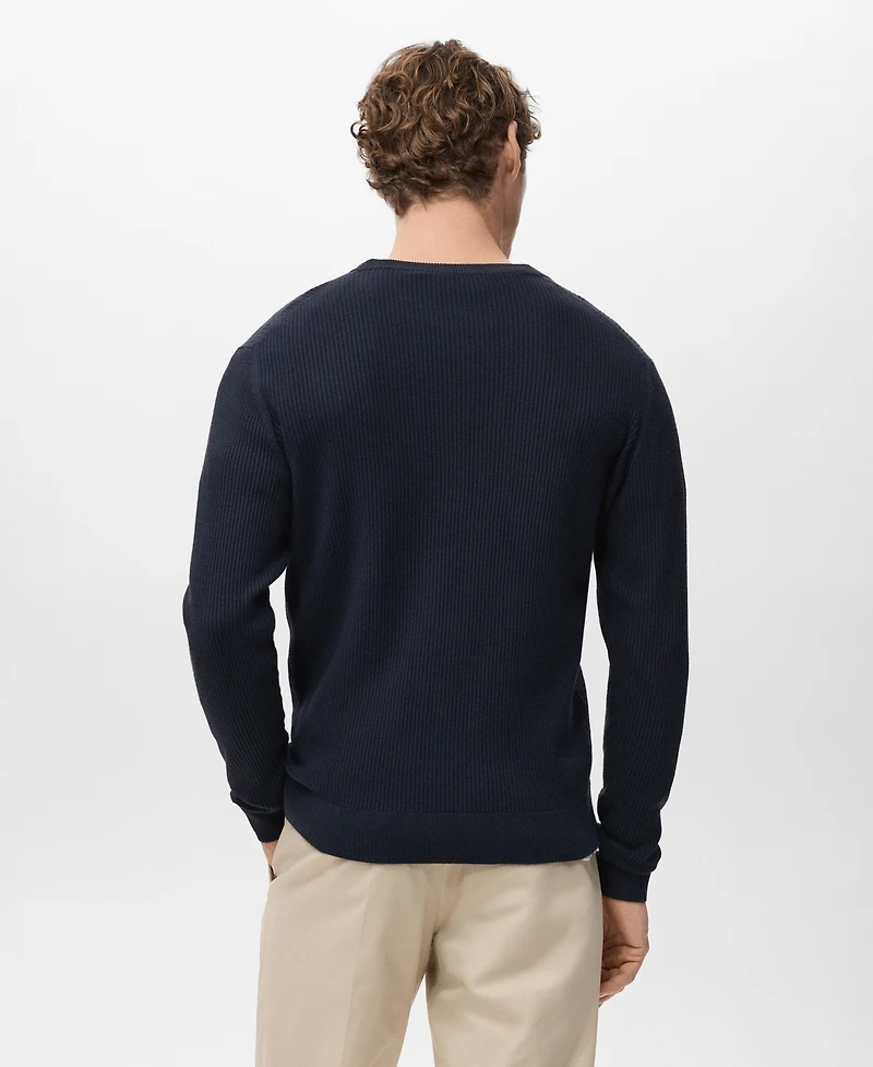 Mango Men's Fine Rib-Knit Cotton Sweater