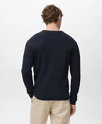 Mango Men's Fine Rib-Knit Cotton Sweater