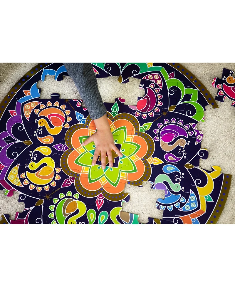 Kulture Khazana Rangoli Mandala: Activity Bundle -48 Pc Puzzle & Coloring Sticker Book