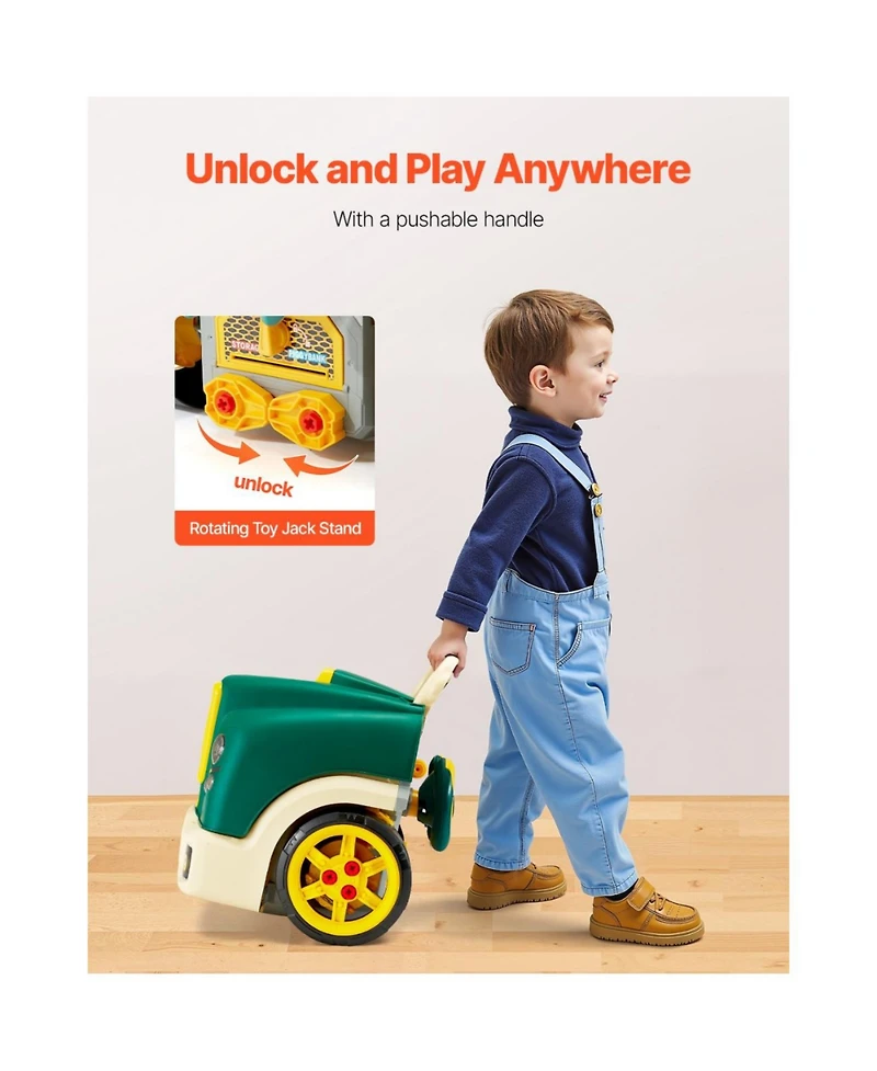 Slickblue Kids Engine Toy with 60 Pieces and Removable Car Repair Parts