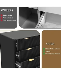 gaomon 5-Drawer Fluted Wood Dresser with Curved Profile, Modern Storage Organizer for Bedroom, Living Room, Hallway, Entryway