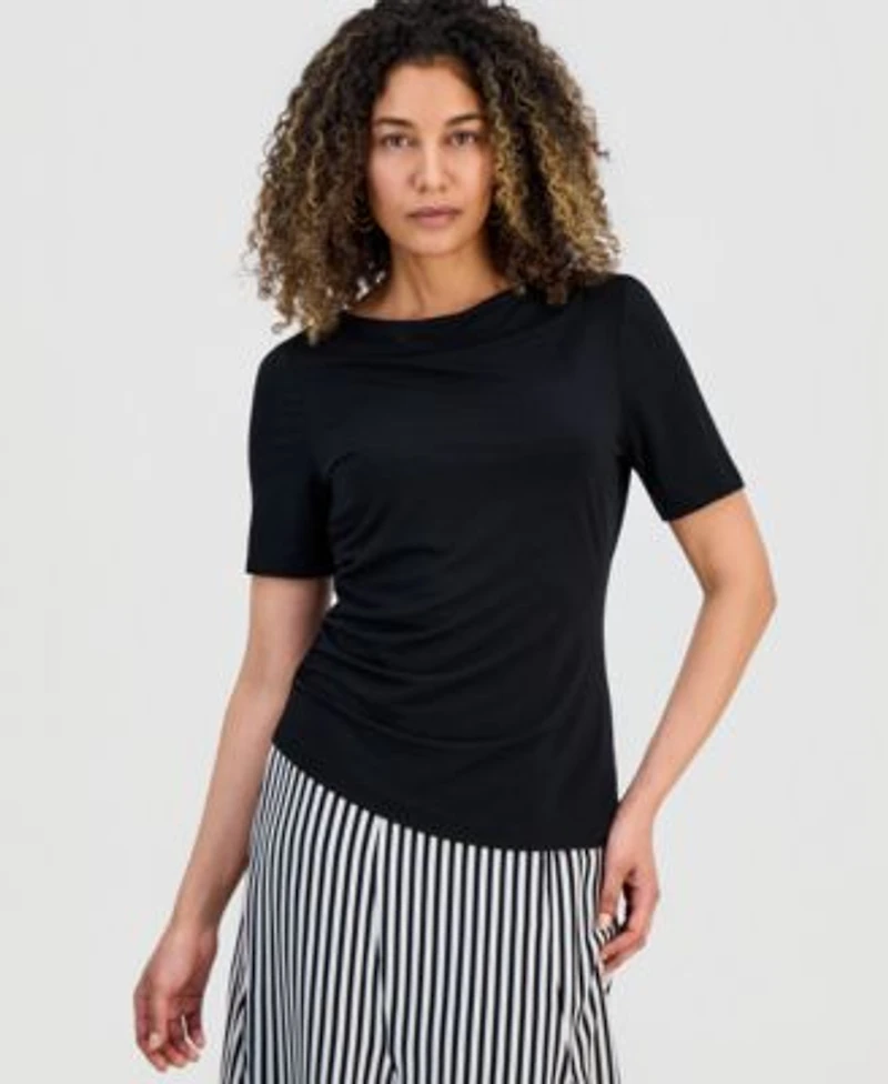 I.N.C. International Concepts Petite Ruched Top Striped Midi Skirt Macys Exclusive