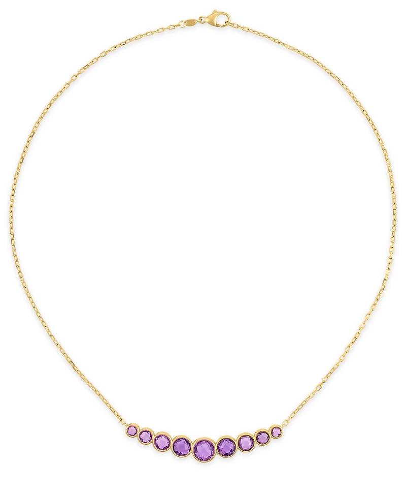 Macy's Amethyst (6-7/8 ct. t.w.) Bezel Set Smile Necklace 14k Gold Over Sterling Silver (Also Available Sky Blue Topaz)