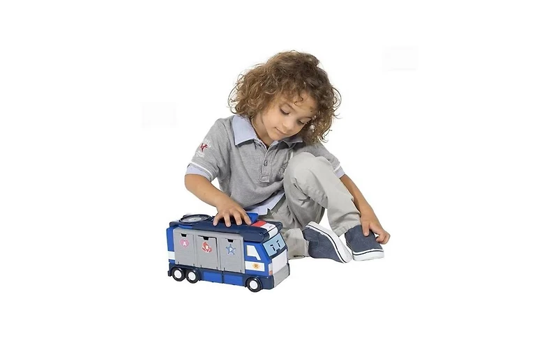 Robocar Poli Transforming Police Hq Playset & Trailer Truck | Role Play Toy with Vehicle Launchers (1 Poli Die-Cast Car Included)