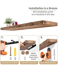 Sorbus 3 Pack 48 Inch Wall Mounted Floating Shelves - for Bedroom, Kitchen, Living Room, Bathroom Shelves, Farmhouse Home Decor